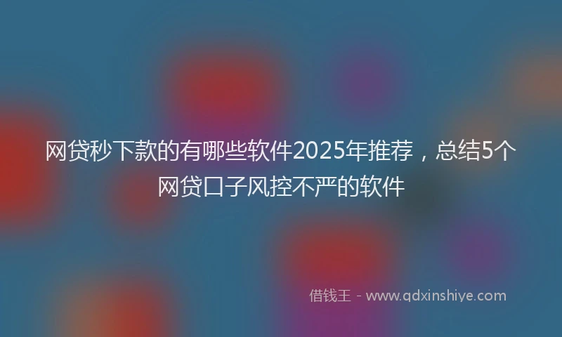 网贷秒下款的有哪些软件2025年推荐，总结5个网贷口子风控不严的软件