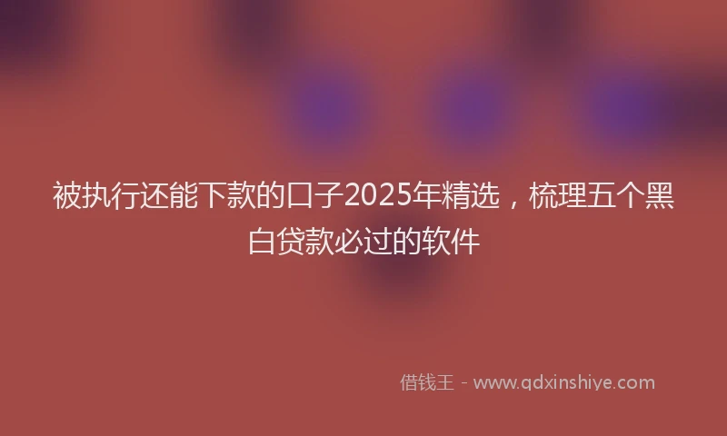被执行还能下款的口子2025年精选，梳理五个黑白贷款必过的软件