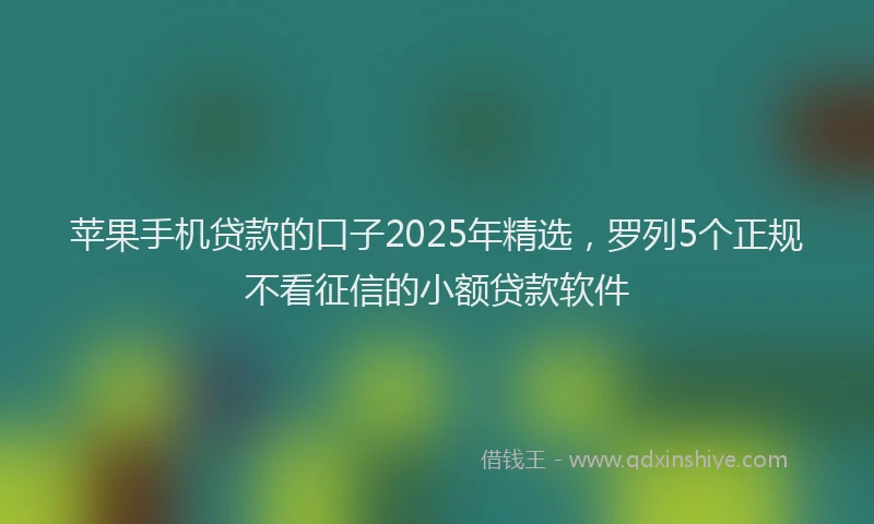 苹果手机贷款的口子2025年精选，罗列5个正规不看征信的小额贷款软件