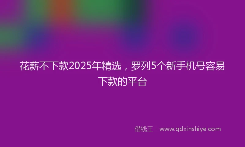 花薪不下款2025年精选，罗列5个新手机号容易下款的平台