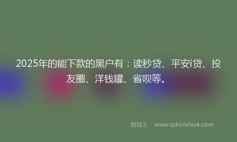 2025年的能下款的黑户有：读秒贷、平安i贷、投友圈、洋钱罐、省呗等。