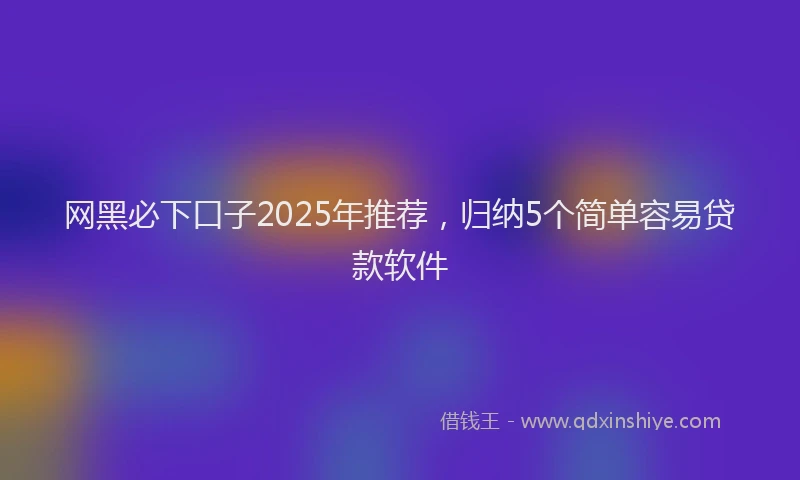 网黑必下口子2025年推荐，归纳5个简单容易贷款软件