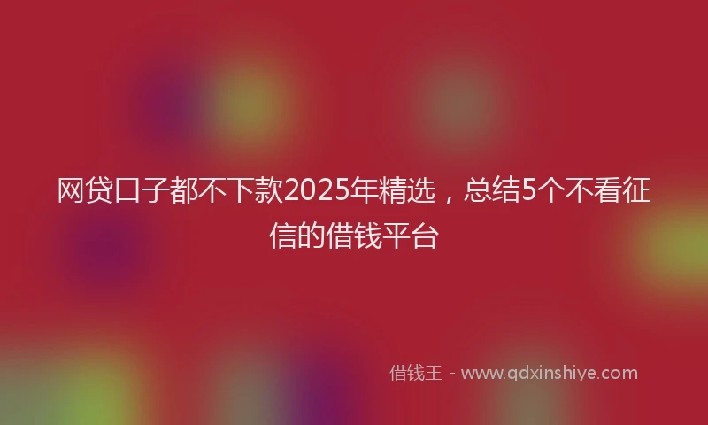 网贷口子都不下款2025年精选，总结5个不看征信的借钱平台