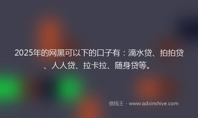 2025年的网黑可以下的口子有：滴水贷、拍拍贷、人人贷、拉卡拉、随身贷等。