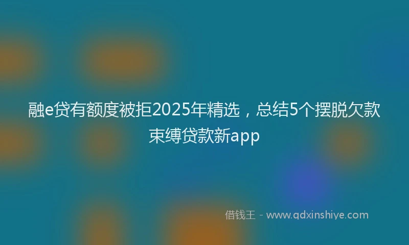 融e贷有额度被拒2025年精选，总结5个摆脱欠款束缚贷款新app