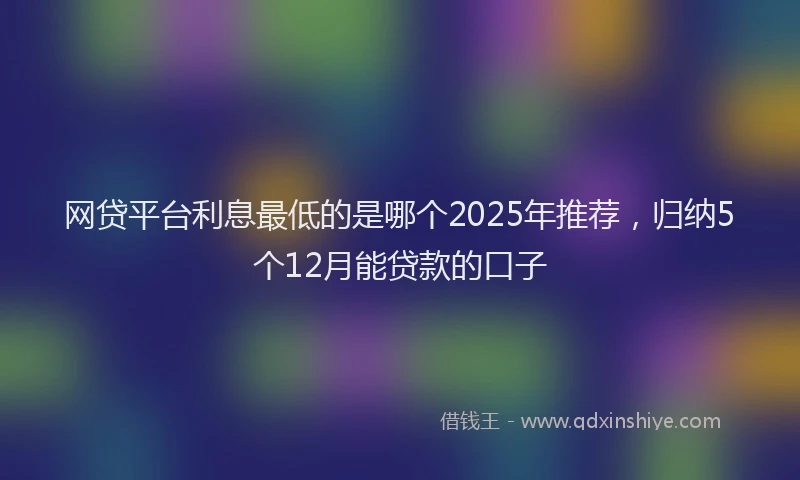 网贷平台利息最低的是哪个2025年推荐，归纳5个12月能贷款的口子