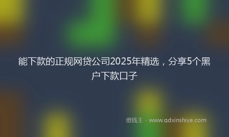 能下款的正规网贷公司2025年精选，分享5个黑户下款口子