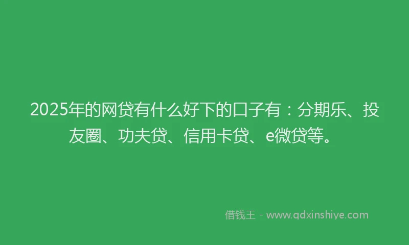 2025年的网贷有什么好下的口子有：分期乐、投友圈、功夫贷、信用卡贷、e微贷等。