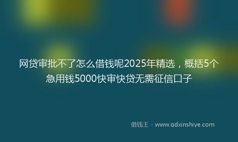 网贷审批不了怎么借钱呢2025年精选，概括5个急用钱5000快审快贷无需征信口子
