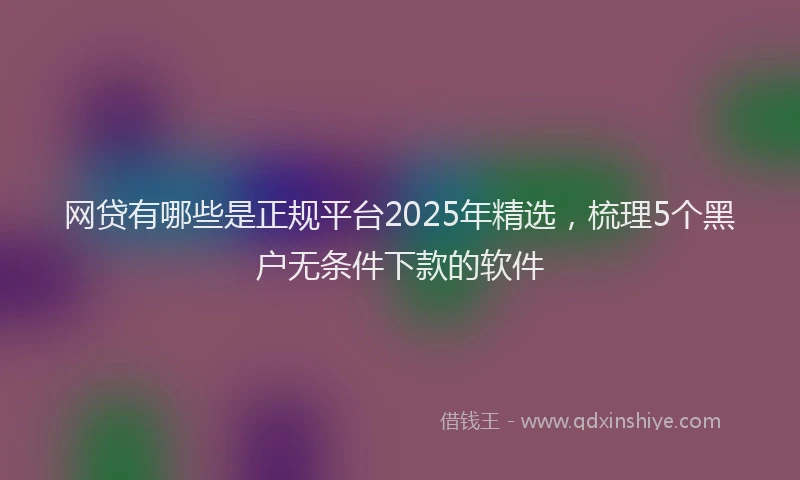 网贷有哪些是正规平台2025年精选，梳理5个黑户无条件下款的软件
