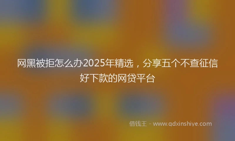 网黑被拒怎么办2025年精选，分享五个不查征信好下款的网贷平台