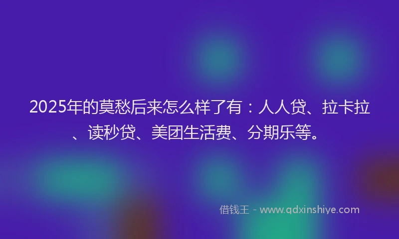 2025年的莫愁后来怎么样了有：人人贷、拉卡拉、读秒贷、美团生活费、分期乐等。