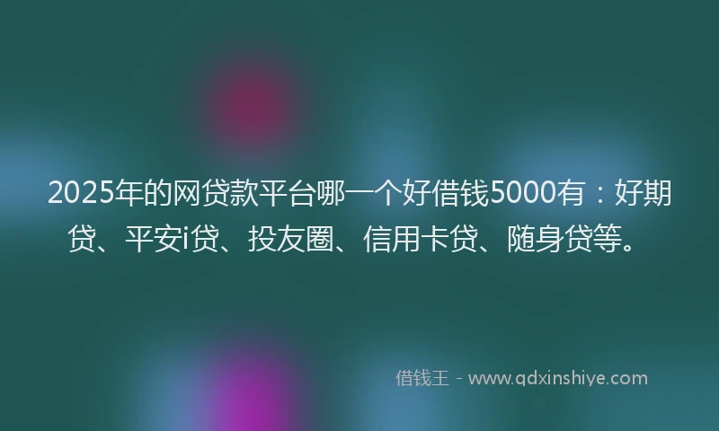 2025年的网贷款平台哪一个好借钱5000有：好期贷、平安i贷、投友圈、信用卡贷、随身贷等。