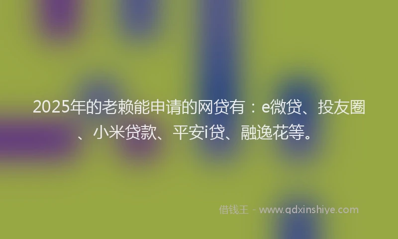 2025年的老赖能申请的网贷有：e微贷、投友圈、小米贷款、平安i贷、融逸花等。