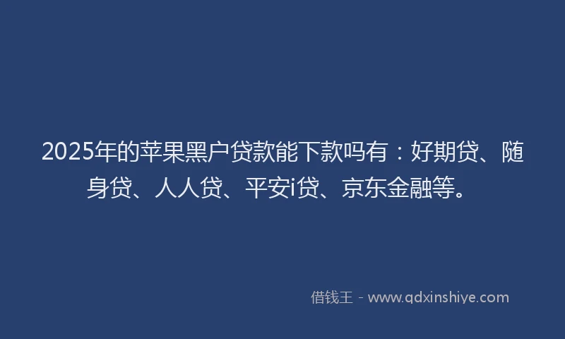 2025年的苹果黑户贷款能下款吗有：好期贷、随身贷、人人贷、平安i贷、京东金融等。