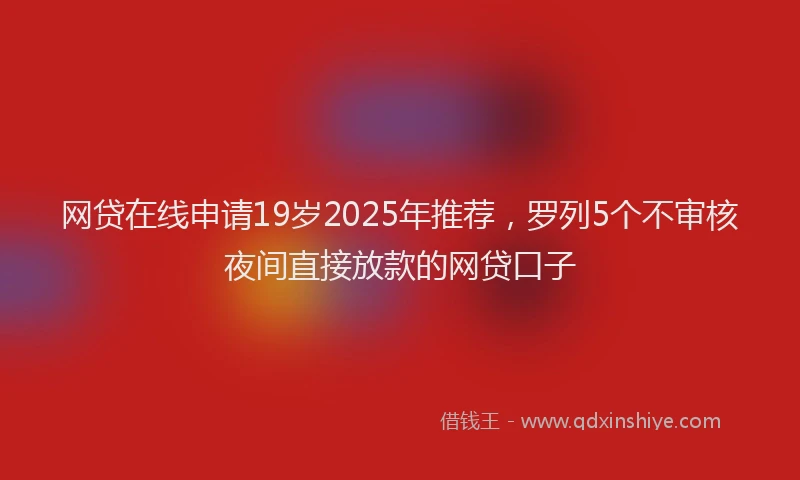 网贷在线申请19岁2025年推荐，罗列5个不审核夜间直接放款的网贷口子