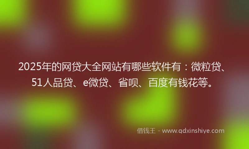 2025年的网贷大全网站有哪些软件有：微粒贷、51人品贷、e微贷、省呗、百度有钱花等。