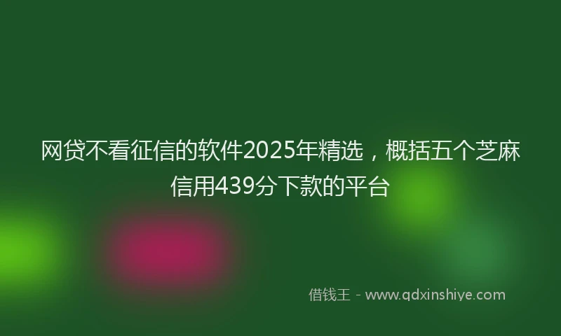 网贷不看征信的软件2025年精选，概括五个芝麻信用439分下款的平台