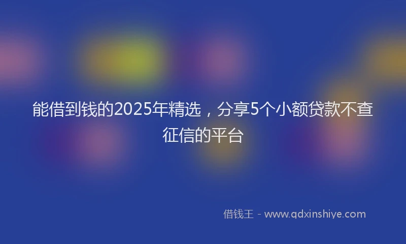 能借到钱的2025年精选，分享5个小额贷款不查征信的平台