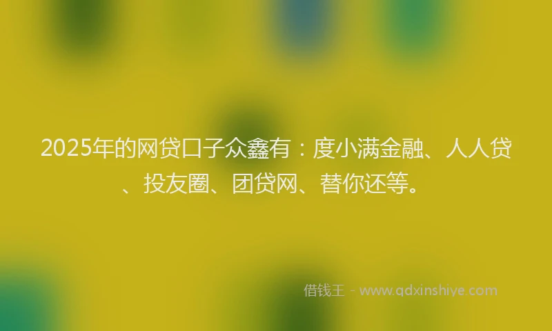 2025年的网贷口子众鑫有：度小满金融、人人贷、投友圈、团贷网、替你还等。