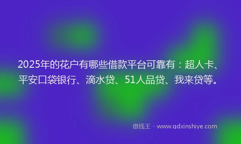 2025年的花户有哪些借款平台可靠有：超人卡、平安口袋银行、滴水贷、51人品贷、我来贷等。