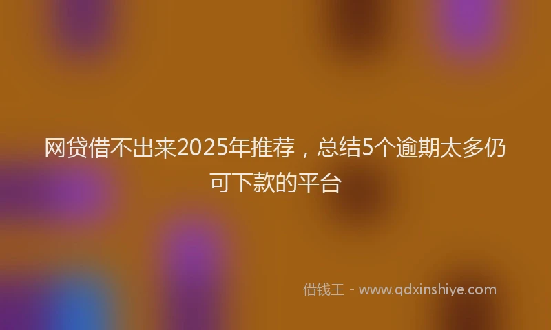 网贷借不出来2025年推荐，总结5个逾期太多仍可下款的平台