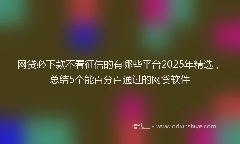 网贷必下款不看征信的有哪些平台2025年精选，总结5个能百分百通过的网贷软件