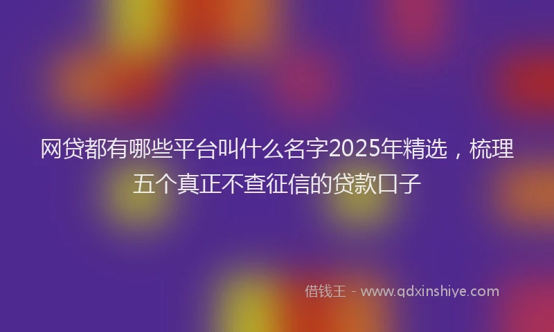 网贷都有哪些平台叫什么名字2025年精选，梳理五个真正不查征信的贷款口子