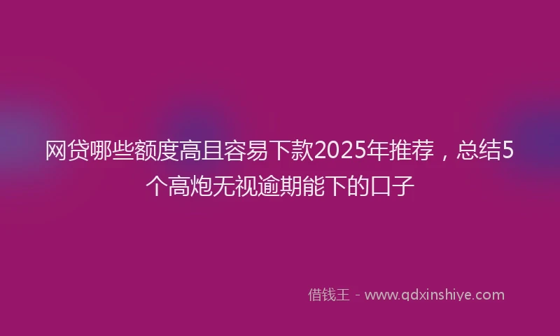 网贷哪些额度高且容易下款2025年推荐，总结5个高炮无视逾期能下的口子
