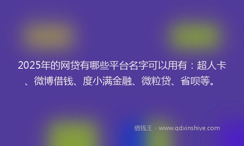 2025年的网贷有哪些平台名字可以用有：超人卡、微博借钱、度小满金融、微粒贷、省呗等。