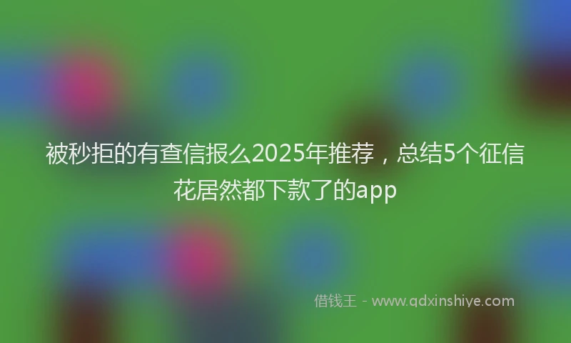 被秒拒的有查信报么2025年推荐，总结5个征信花居然都下款了的app