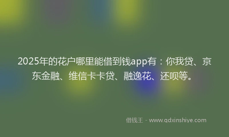 2025年的花户哪里能借到钱app有：你我贷、京东金融、维信卡卡贷、融逸花、还呗等。