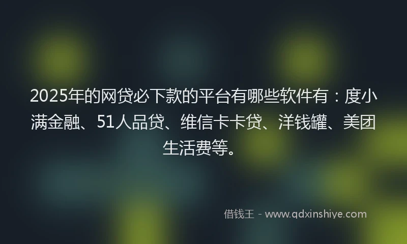 2025年的网贷必下款的平台有哪些软件有：度小满金融、51人品贷、维信卡卡贷、洋钱罐、美团生活费等。