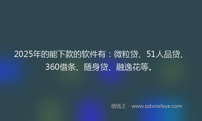 2025年的能下款的软件有：微粒贷、51人品贷、360借条、随身贷、融逸花等。