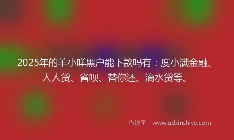 2025年的羊小咩黑户能下款吗有：度小满金融、人人贷、省呗、替你还、滴水贷等。