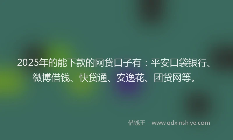 2025年的能下款的网贷口子有：平安口袋银行、微博借钱、快贷通、安逸花、团贷网等。