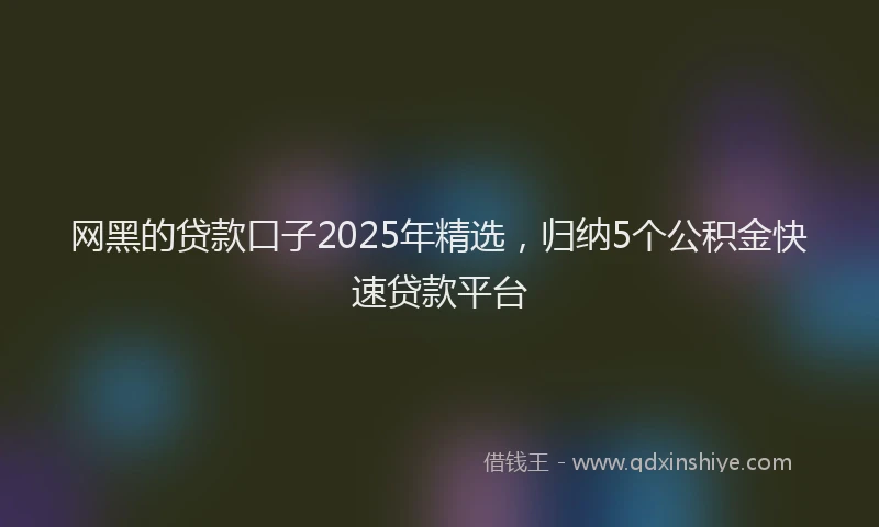 网黑的贷款口子2025年精选，归纳5个公积金快速贷款平台