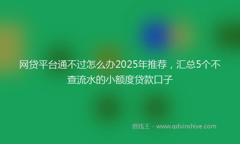 网贷平台通不过怎么办2025年推荐，汇总5个不查流水的小额度贷款口子