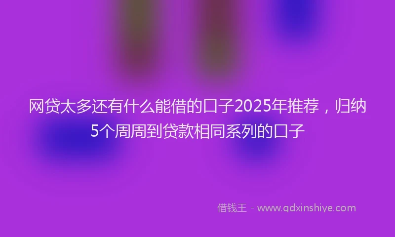 网贷太多还有什么能借的口子2025年推荐，归纳5个周周到贷款相同系列的口子