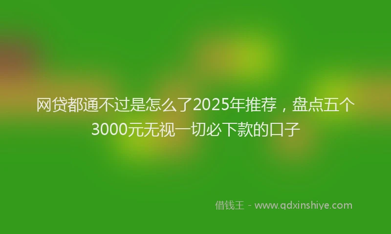 网贷都通不过是怎么了2025年推荐，盘点五个3000元无视一切必下款的口子