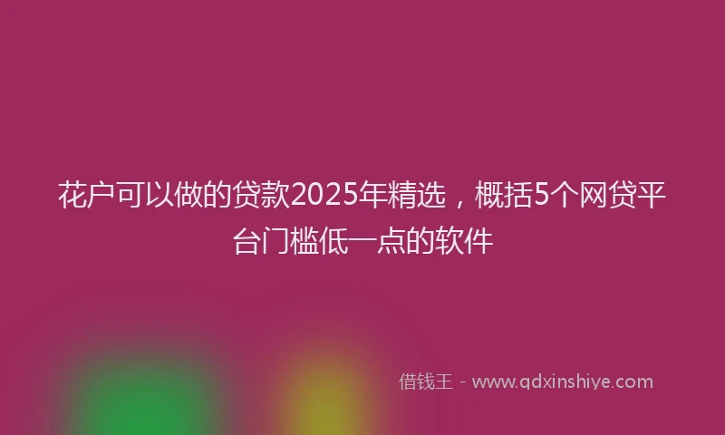 花户可以做的贷款2025年精选，概括5个网贷平台门槛低一点的软件