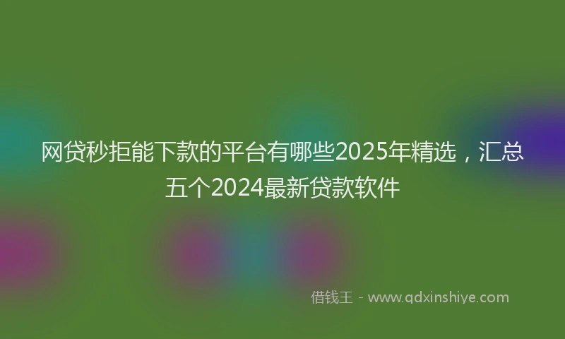 网贷秒拒能下款的平台有哪些2025年精选，汇总五个2024最新贷款软件