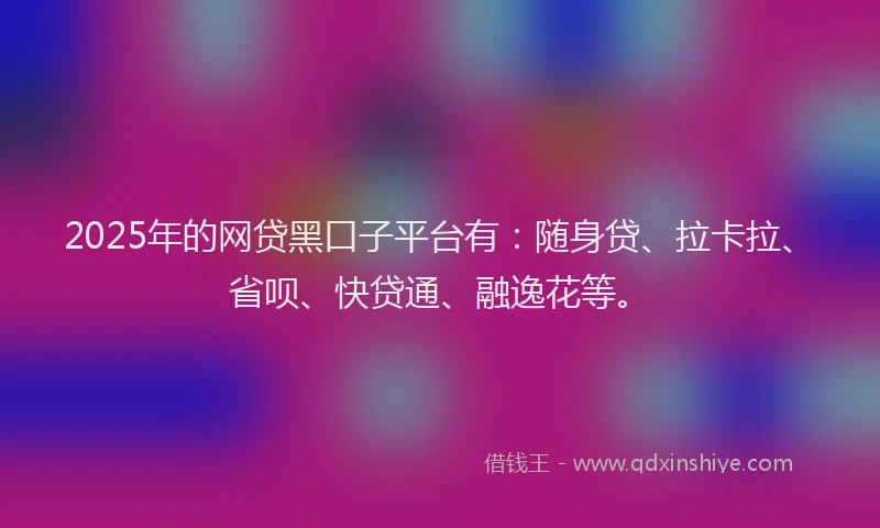 2025年的网贷黑口子平台有：随身贷、拉卡拉、省呗、快贷通、融逸花等。
