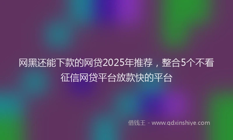 网黑还能下款的网贷2025年推荐，整合5个不看征信网贷平台放款快的平台