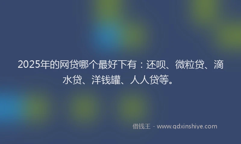 2025年的网贷哪个最好下有：还呗、微粒贷、滴水贷、洋钱罐、人人贷等。