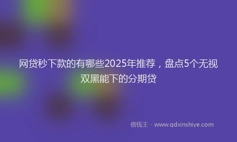 网贷秒下款的有哪些2025年推荐，盘点5个无视双黑能下的分期贷