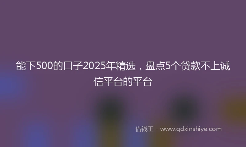能下500的口子2025年精选，盘点5个贷款不上诚信平台的平台
