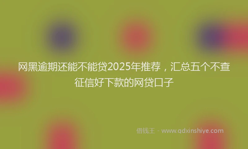 网黑逾期还能不能贷2025年推荐，汇总五个不查征信好下款的网贷口子