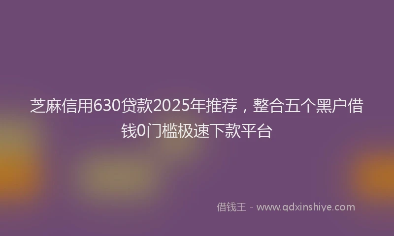 芝麻信用630贷款2025年推荐，整合五个黑户借钱0门槛极速下款平台