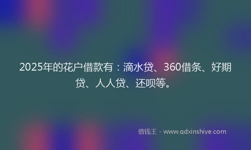 2025年的花户借款有：滴水贷、360借条、好期贷、人人贷、还呗等。